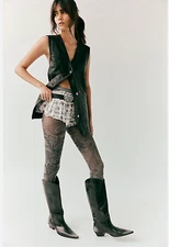 NWT Free People Midnight Brocade Tights ~ One Size