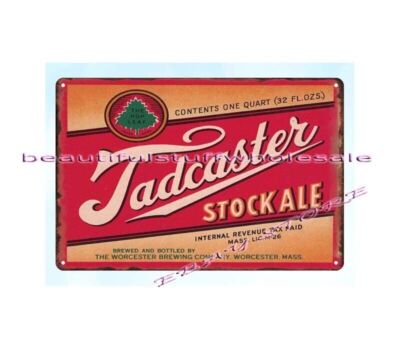 1940s Tadcaster Stock Ale Beer Worcester Brewing Company Mass metal tin sign