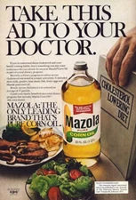Mazola Pure Corn Oil Take Ad to Doctor Lower Cholesterol Vintage Print Ad 1976