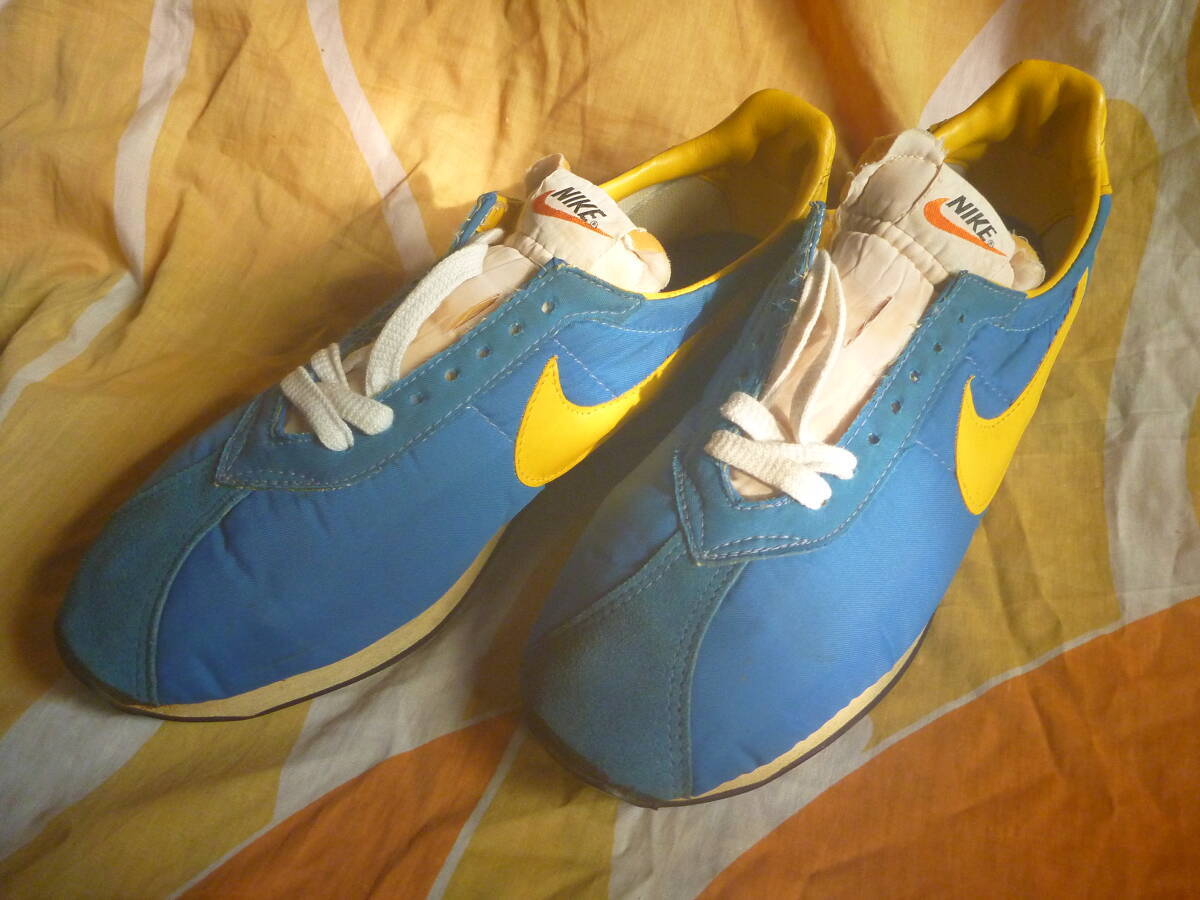 Nike Waffle Trainer Blue x Yellow US11 Made in Japan 1978 Vintage 
