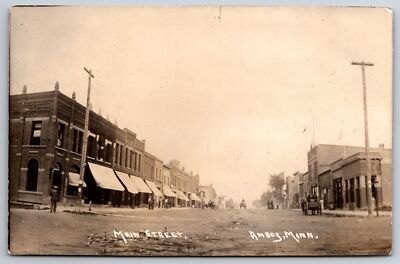 Amboy Minnesota~Main St~Buggies & Cars~Lawyers~RPPC c1910 Malcolm Montevideo MN