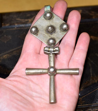 BIG Rare Antique Ethiopian Coptic Christian Cross Silver Pendant Ethiopia Africa