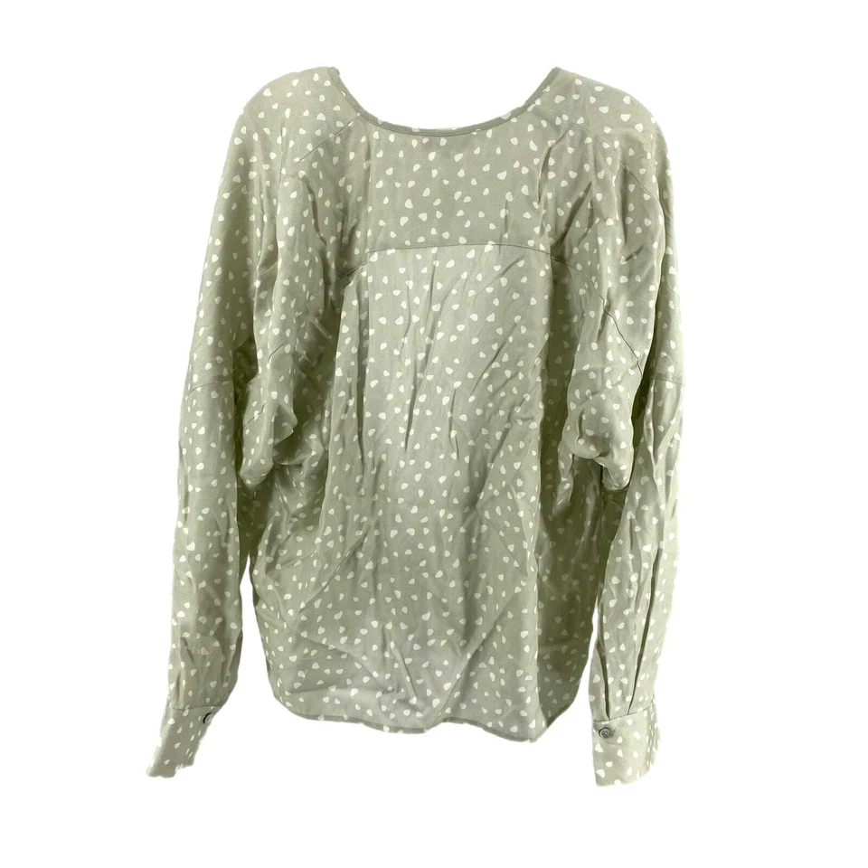 Vince Green and White Classic Wrap Blouse | Silk Material - Image 2 of 4