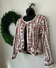 Life Style Ribbon Tie Dye Fuchsia Pink & Camel Jacket Sweater Size Pm ❤️kw9m2