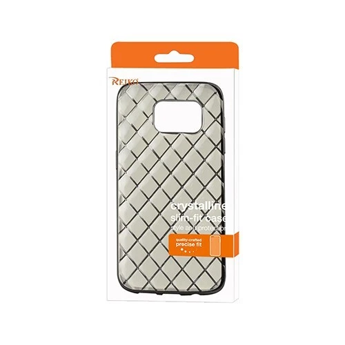 For Samsung Galaxy S7 Flexible Case 3D Rhombus Pattern TPU w/ Shiny Frame Clear - Image 4 of 4