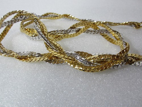 Morris Moskowitz Kette Gürtel Gold Silber Twist geflochten Vintage Metallglied signiert MM - Bild 7 von 17