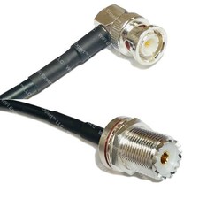LMR200 Silver BNC MALE ANGLE to UHF Female BULKHEAD Coax RF Cable USA Lot