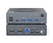 Dual Monitor KVM Switch for Laptop & Desktop 4K@60Hz, USB C and HDMI KVM Swit...