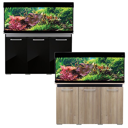 white fish tank and cabinet