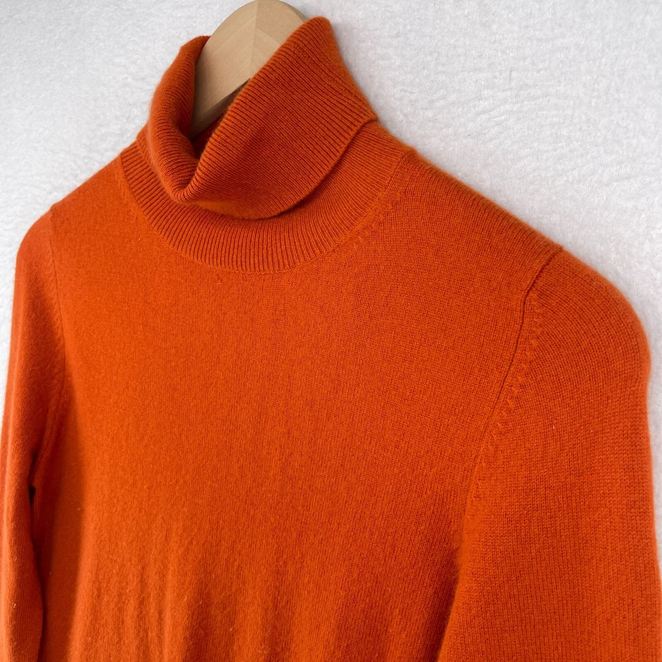 SAKS FIFTH AVENUE Sweater Womens S 100% Cashmere Turtleneck Pullover Orange - Image 2 of 4