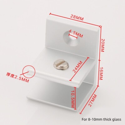 Single Hole F Shape Glass Clamp Adjustable Support for 8-10mm Thick 2Pcs