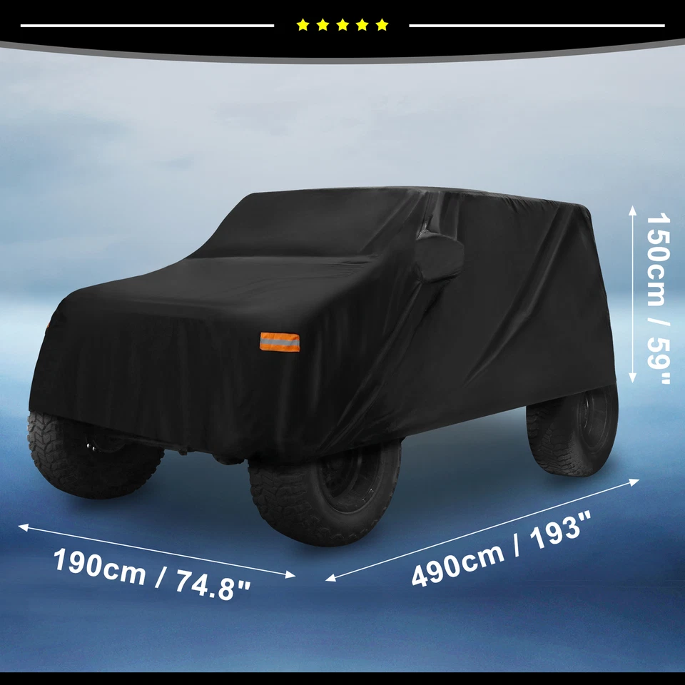 Waterproof Car Cover For Jeep Wrangler 4 Door JK JL 07-21 Sun Dust UV Snow Proof - Image 4 of 4