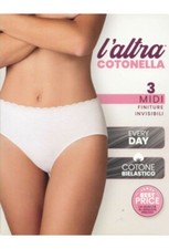 6 SLIP DONNA MIDI COTONELLA ART GD293 IN COTONE BIELASTICO CON PROFILO PIZZO