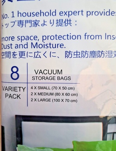 SET OF 8 VACUUM STORAGE SPACE SAVING BAGS Clothes SPACE SAVER BAG, PUMP included - Picture 2 of 4