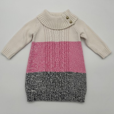 NWOT JANIE AND JACK Colorblock Cable Knit Sweater Dress Size 3-6-9 Months