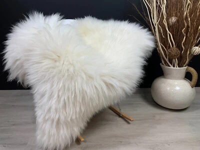 MODERN LUXURY HOMES XL Natural Cream White Sheepskin Pelt Rag Genuine Pet Bed Throw Leather