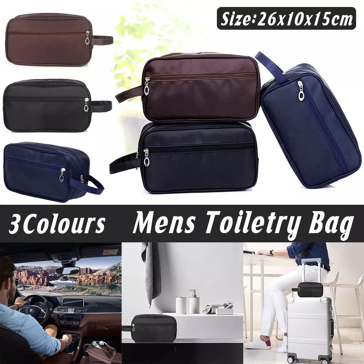 Waterproof Mens Toiletry Bag Travel Wash Case Shower Bathroom Cosmetic  Storage - Main Image
