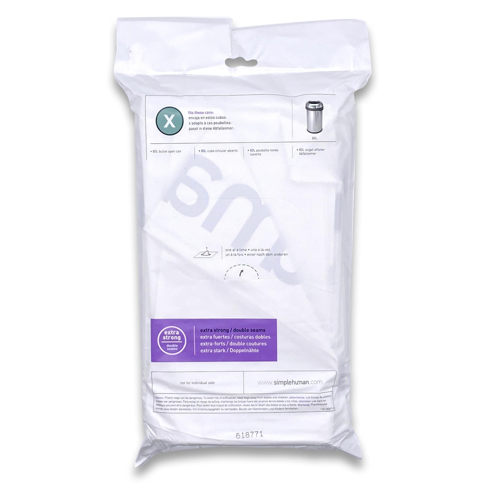 Simplehuman Size X Bin Liners CW0272 Simple Human Bags 80 Litre Code X