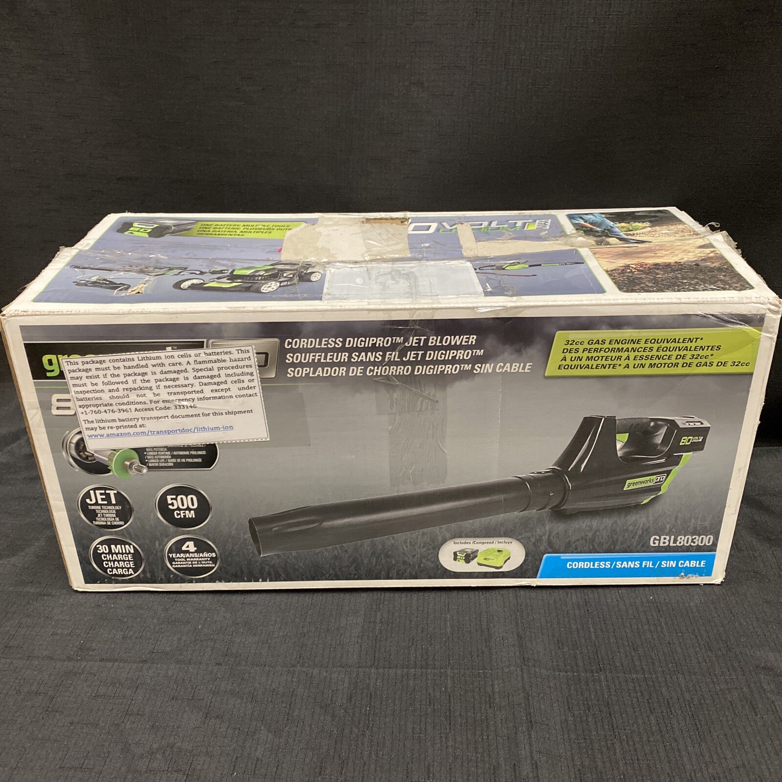 Greenworks Pro 80V 125 MPH - 500CFM Cordless Jet Blower Tool Only GBL80300
