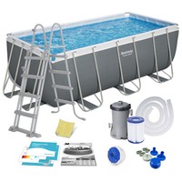 Bestway Power Steel Frame Pool Kartuschenfilteranlage Leiter 412X201X122Cm