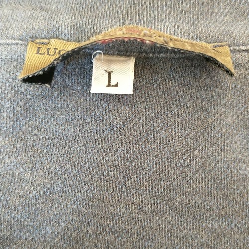 Luciano Barbera Crop Top T Shirt Women L Blue Gray Long Slee Boxy 1/4 Zip Collar - Picture 7 of 7