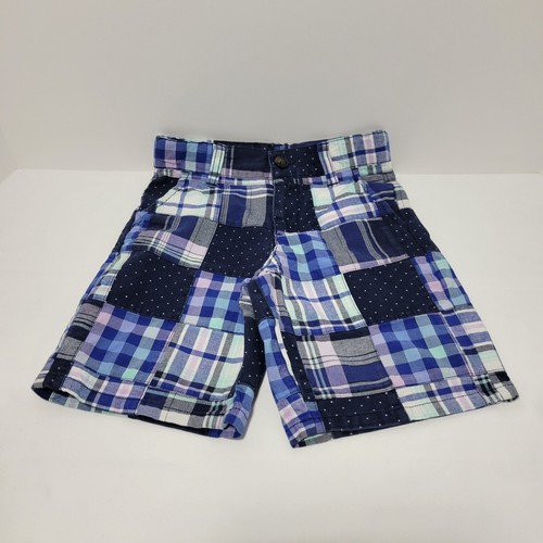 JANIE & JACK Jungen Patchwork Shorts 5T Kleinkind Größe 5 ~ marineblau kariert