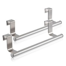 2-Pack Stainless Steel Over Cabinet Door Towel Holder Bar Kitchen  Bath