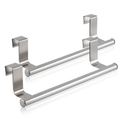 2-Pack Stainless Steel Over Cabinet Door Towel Holder Bar Kitchen & Bath