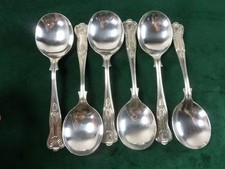 6 Nice Vintage Soup Spoons kings pattern silver plated EPNS A1 #4