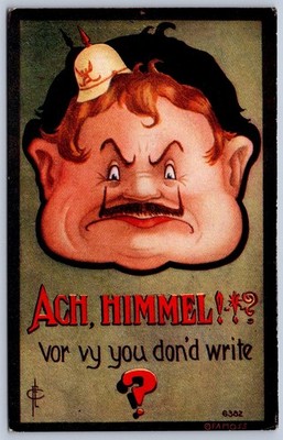 K39/ Interesting Postcard c1910 Patriotic Anti-Germany Ach Himmel! 410