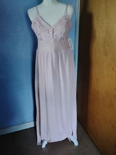 Derek Heart Crochet Halter Peach Pink Dusty Rose Maxi Boho Hippie Dress Size XL