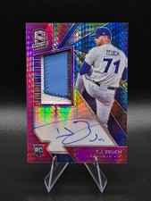 2020 Panini Spectra Neon Pink #160 T.J. Zeuch AU JSY SP/49! Blue Jays