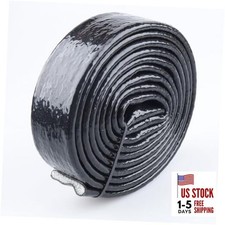 1" ID Silicone Coated Fiberglass Heat Shielded Fire Sleeve 1 ID, 10 Feet Black