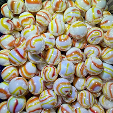1lb Lot Gelato Marble Collection by Vintage Marbles 5/8 Yellow White Swirl