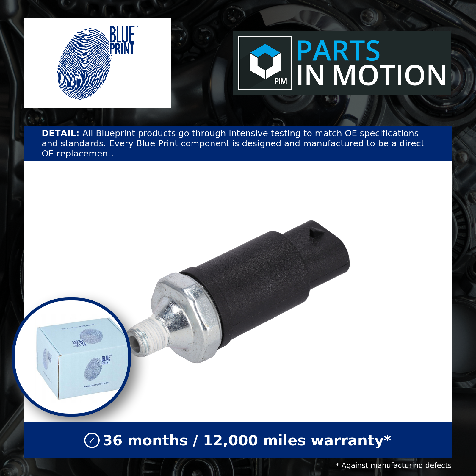 Oil Pressure Switch fits JEEP CHEROKEE XJ 4.0 99 to 01 MX Blue Print 56031003 - Image 9