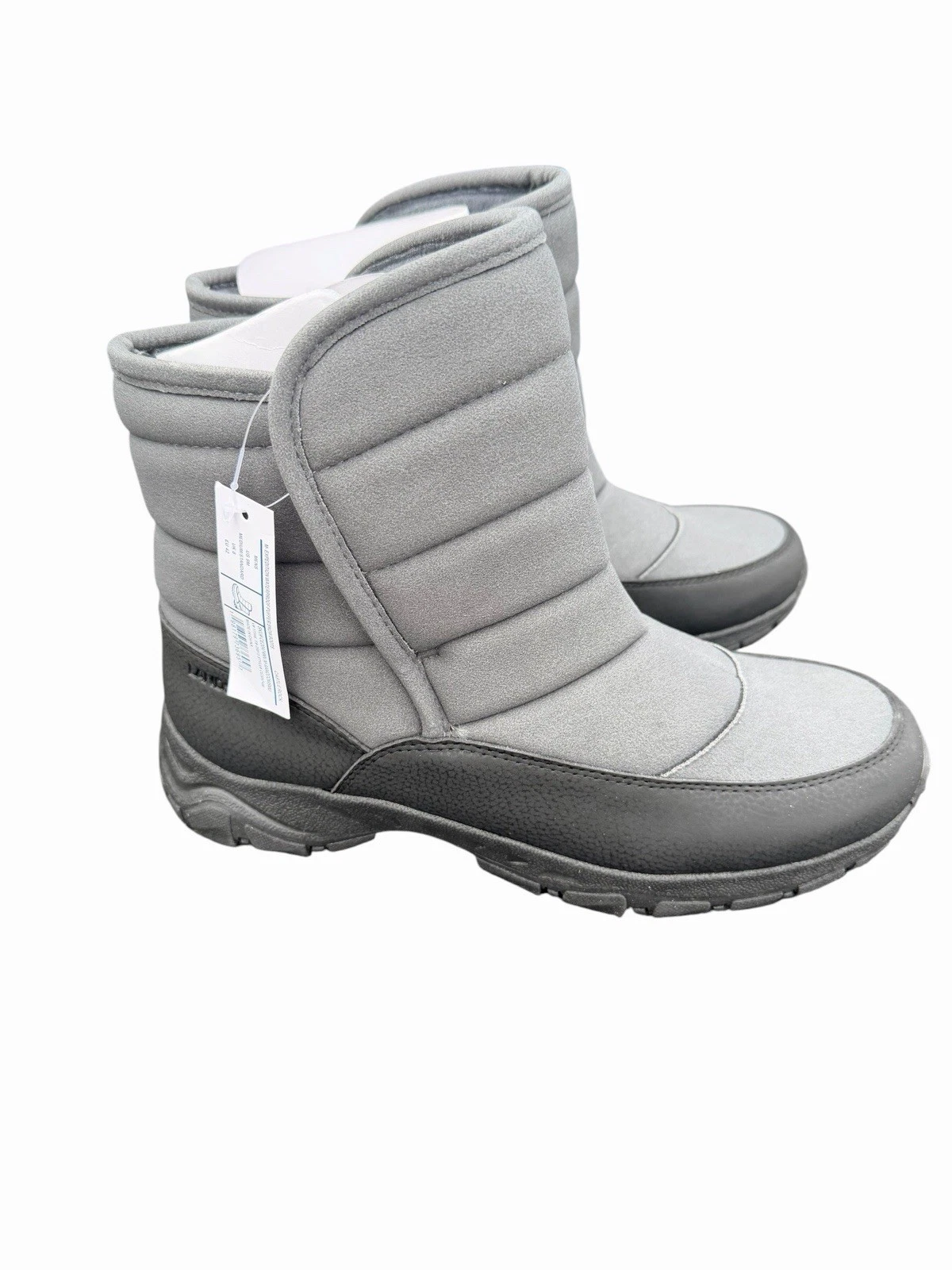 Lands End Expedition Men’s Waterproof Insulated Slip On Winter Boots Gray NWOB 9