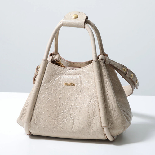 MAX MARA MARIN XOSTRICH Women's Leather Ostrich Pattern Small Bag Handbag 001