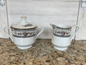 Vintage Mikasa Fine China Cambridge L-9015 Creamer & Sugar Floral 2 Pcs