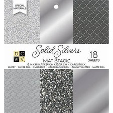 DCWV 6"x6" Specialty Cardstock Stack 18pcs - Solid Silvers