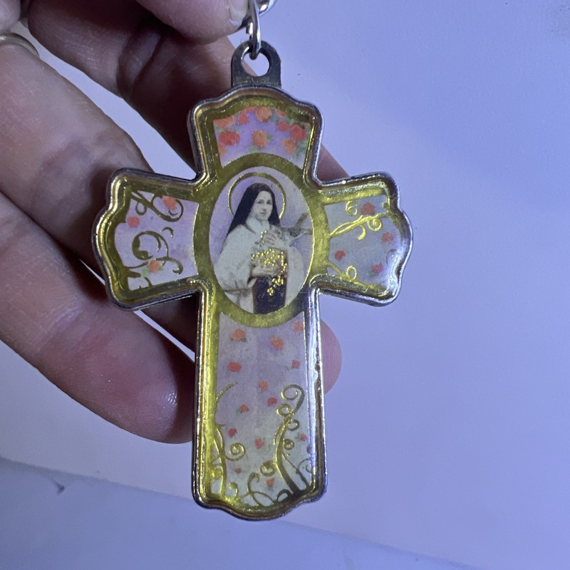 Saint Therese Of Lisieux Cross Color Goldtone 2"