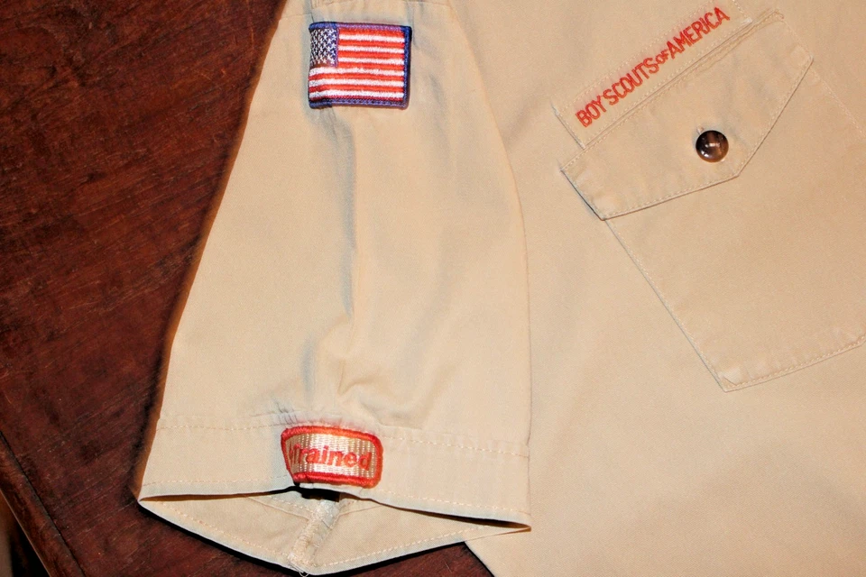 Camisa para hombre Boy Scouts of America BSA tostada X-grande XL 100 % algodón parches pegados Foto 3 de 4