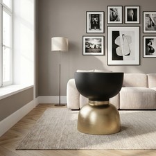 Tavolino Salotto Tondo Metallo 30x45 Nero Clessidra Amicasa