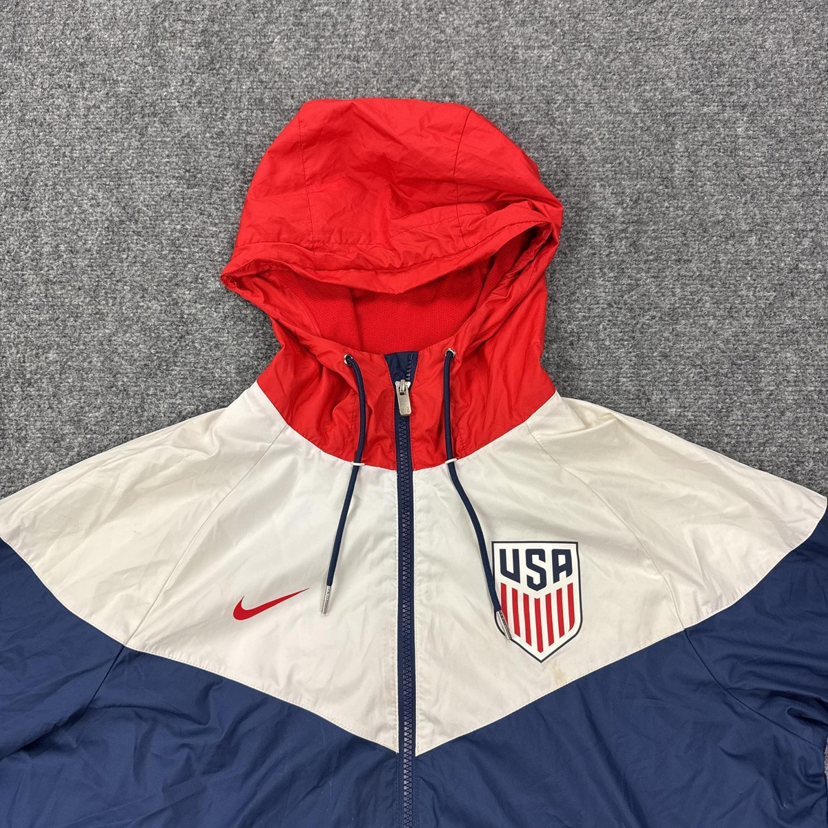 USA Soccer Jacket Mens Medium Blue White Red USMNT Nike Full Zip