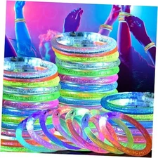 LED Light Up Bracelets for Kids & Adults, 50 Pcs Glow in the Dark Party 