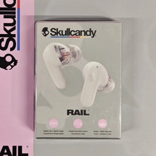Skullcandy Rail Wireless Earbuds White Bluetooth Rapid Charge Voice Control