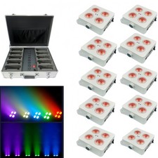 10 Case 4x18W Mini LED Par Light Chargeable Battery WIFI IR Wireless DJ Uplights