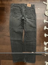 VTG 90s 38x32 Levi  s 505 Distressed  Faded Black Straight Leg Cotton Jeans