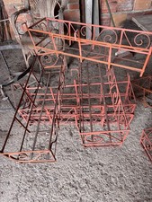 PORTAVASI-FIORIERA 2 PZ. DA BALCONE FATTI A MANO IN FERRO BATTUTO E CURVATO