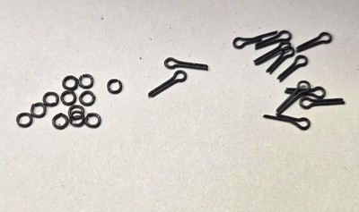Ship Model Fittings Parts 12 Black metal 7mm Cotter pins w/ rings for cannon