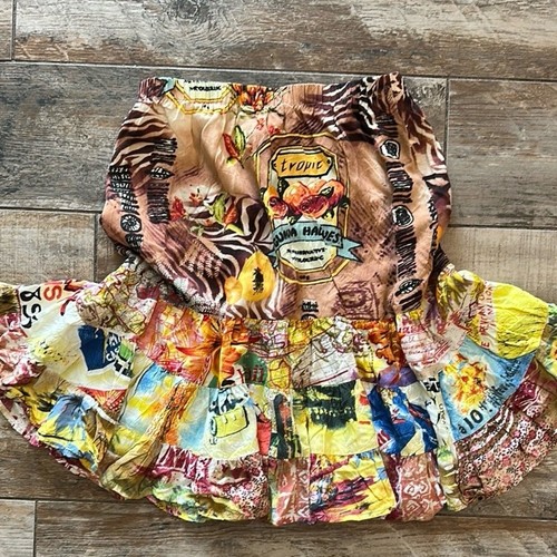 Vintage Jams World Skirt Ruffle Tiered Colorful Hawaii Guava Print Pull On Sz XS
